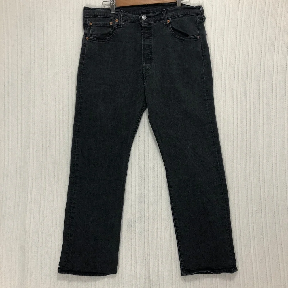 Levis 501 Original Fit Jeans 38x30‎ Faded Black Straight Leg Button Fly Denim
